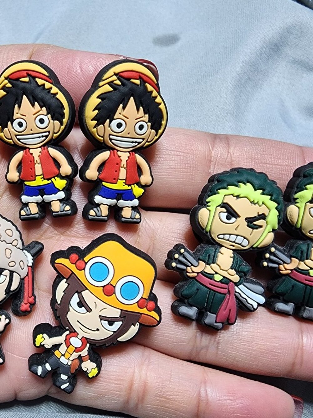 One Piece Anime Shoe Charms for Crocs - 7-Piece Pack Featuring Luffy, Zoro, Ace, - Picture 3 of 4